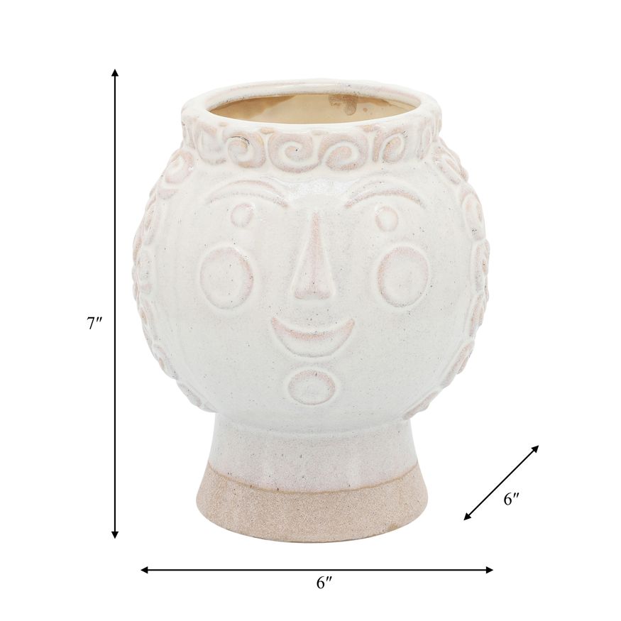 Sagebrook 6" Grandma Face Planter - Ivory