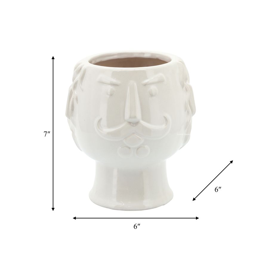 Sagebrook 6" Grandpa Face Planter - White
