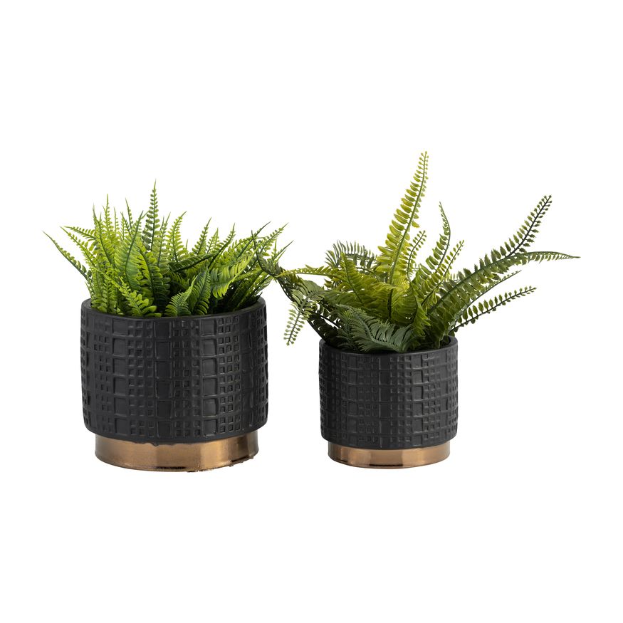 Sagebrook 6"/8" Mesh Metallic Planters (Set Of 2) - Black