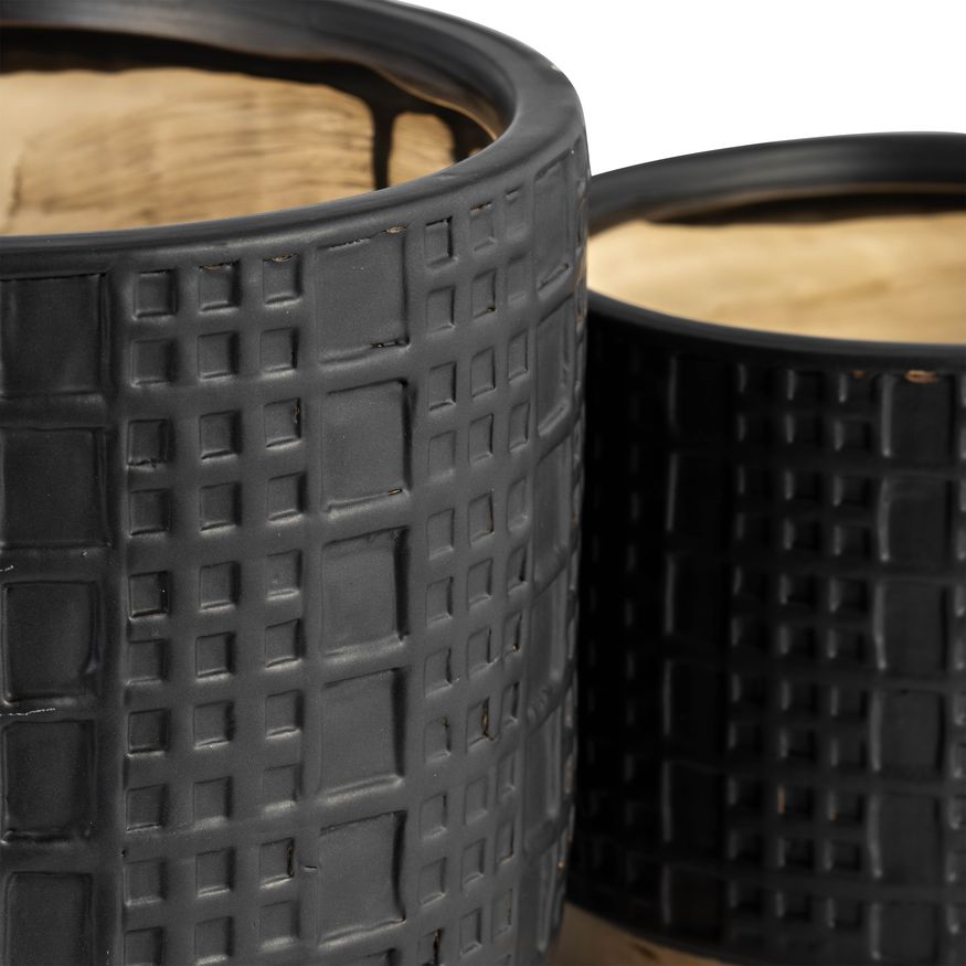Sagebrook 6"/8" Mesh Metallic Planters (Set Of 2) - Black
