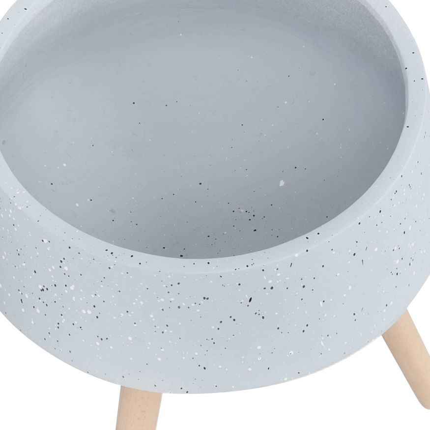 Sagebrook - 11"/15" Terrazzo Planters With Wood Legs (Set Of 2) in Gray