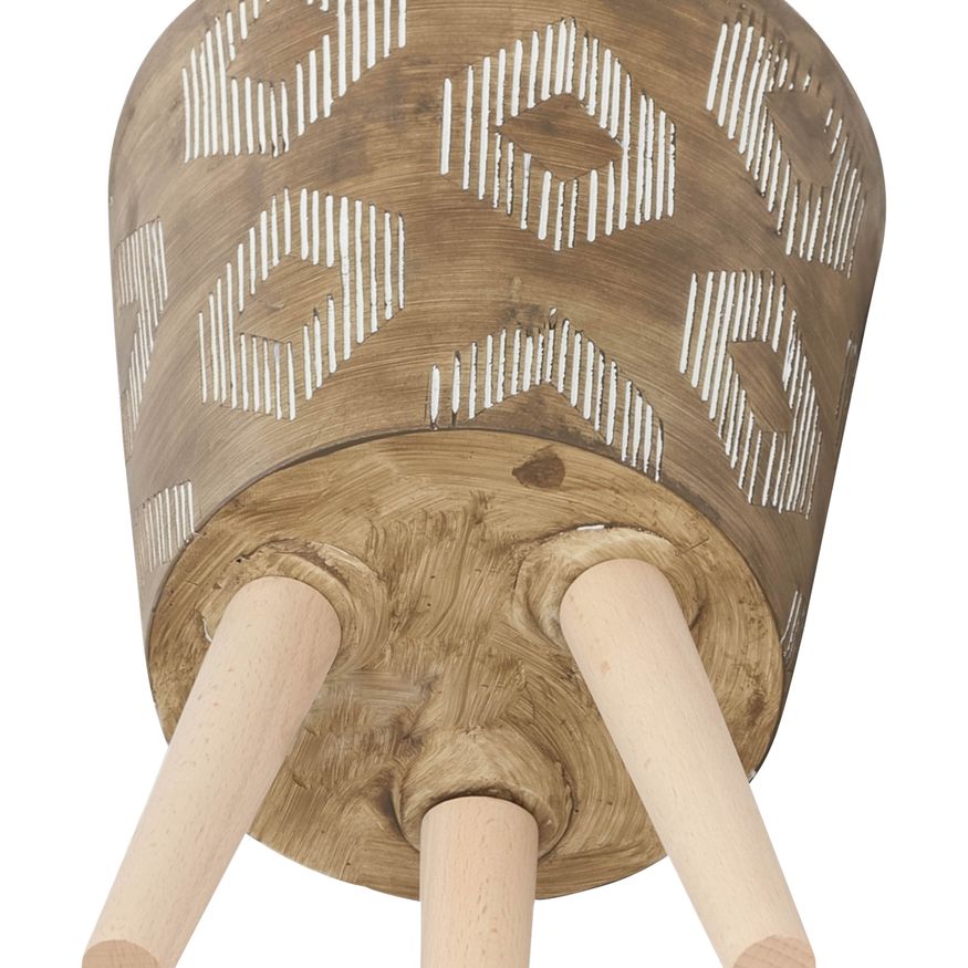 Sagebrook 10"/12" Diamond Planters With Wood Legs (Set Of 2) - Brown (kd)