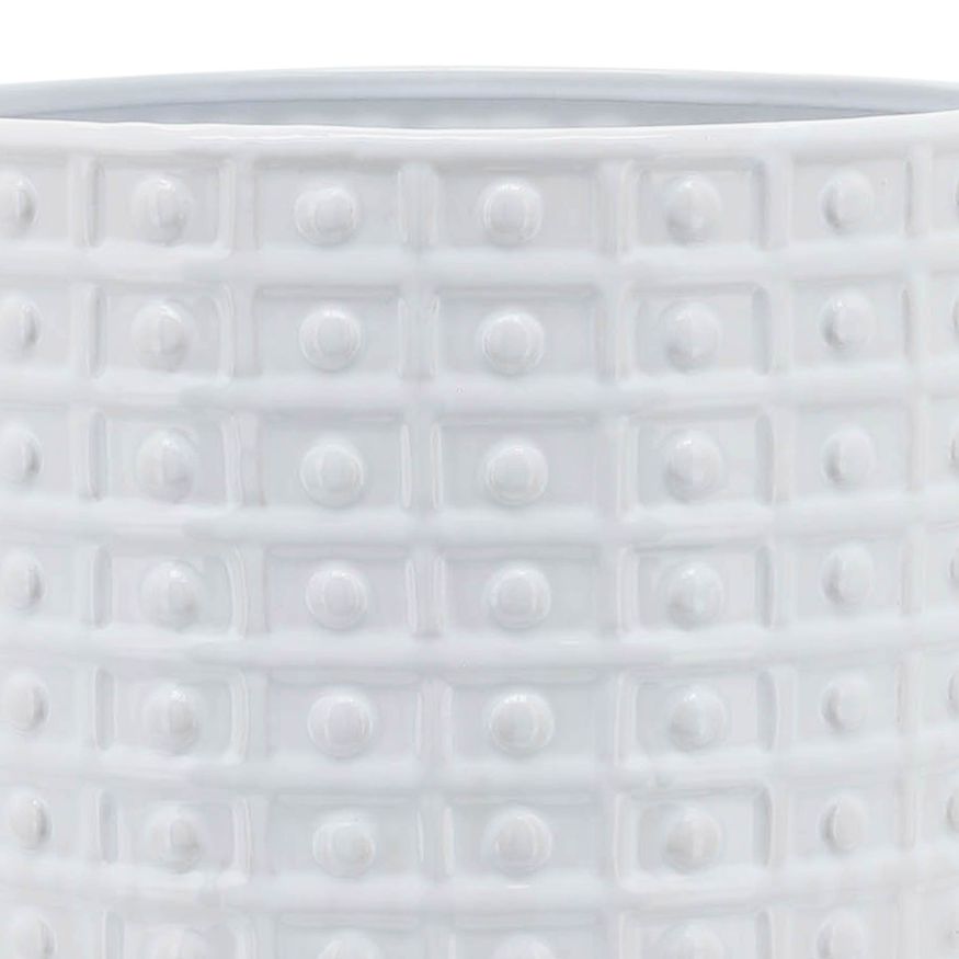 Sagebrook 10" Dotted Planter With Stand - White