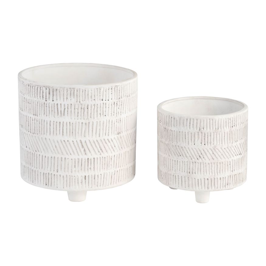 Sagebrook - 10"/12" Ceramic Fluted Planters With Feet (Set Of 2)