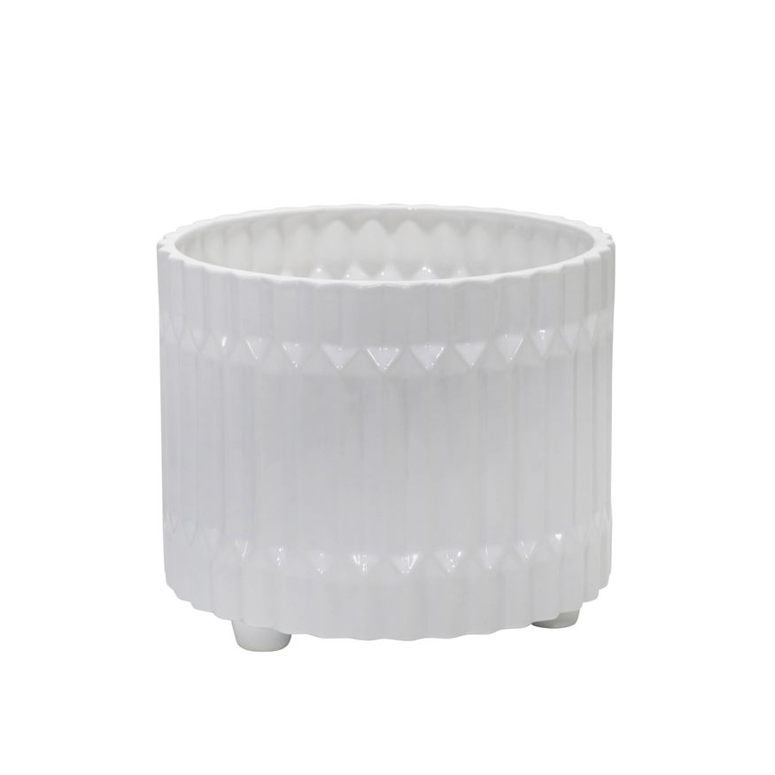 Sagebrook - 10"/12" Ceramic Fluted Planters With Feet (Set Of 2)