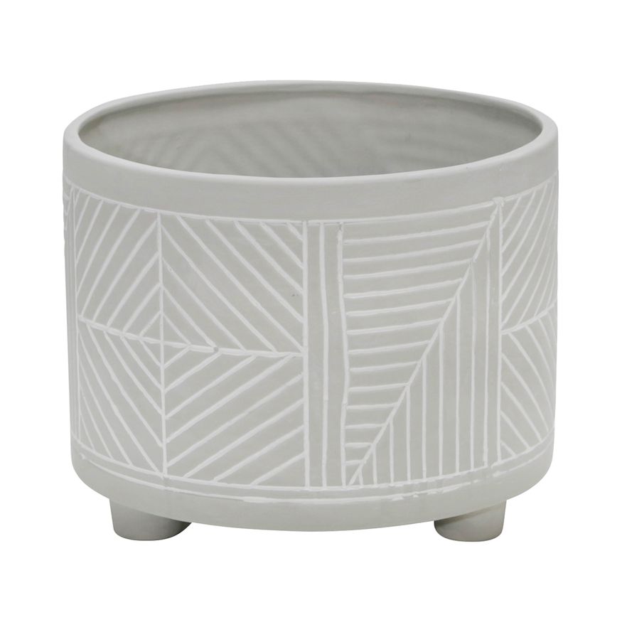 Sagebrook 10"/12" Ceramic Diamond Footed Planters (Set Of 2) - Gray