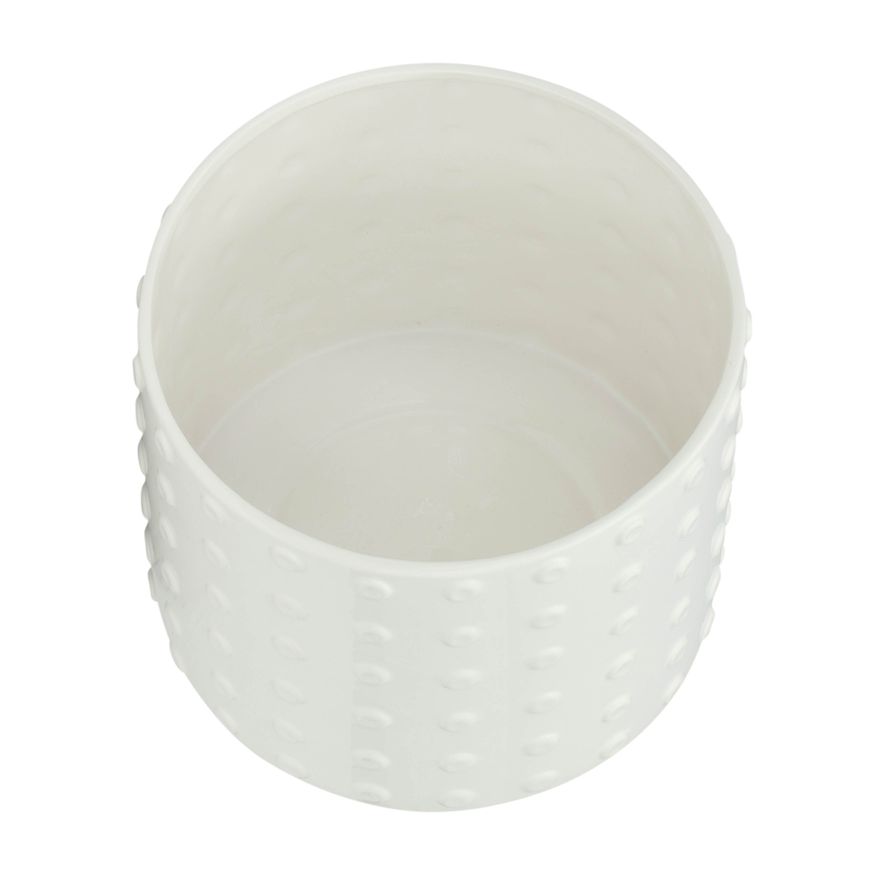 Sagebrook 12" Ceramic Dotted Planter With Wood Stand - White