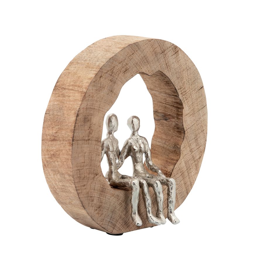 Sagebrook - Aluminum Couple In Mango Wood in Silver/Brown