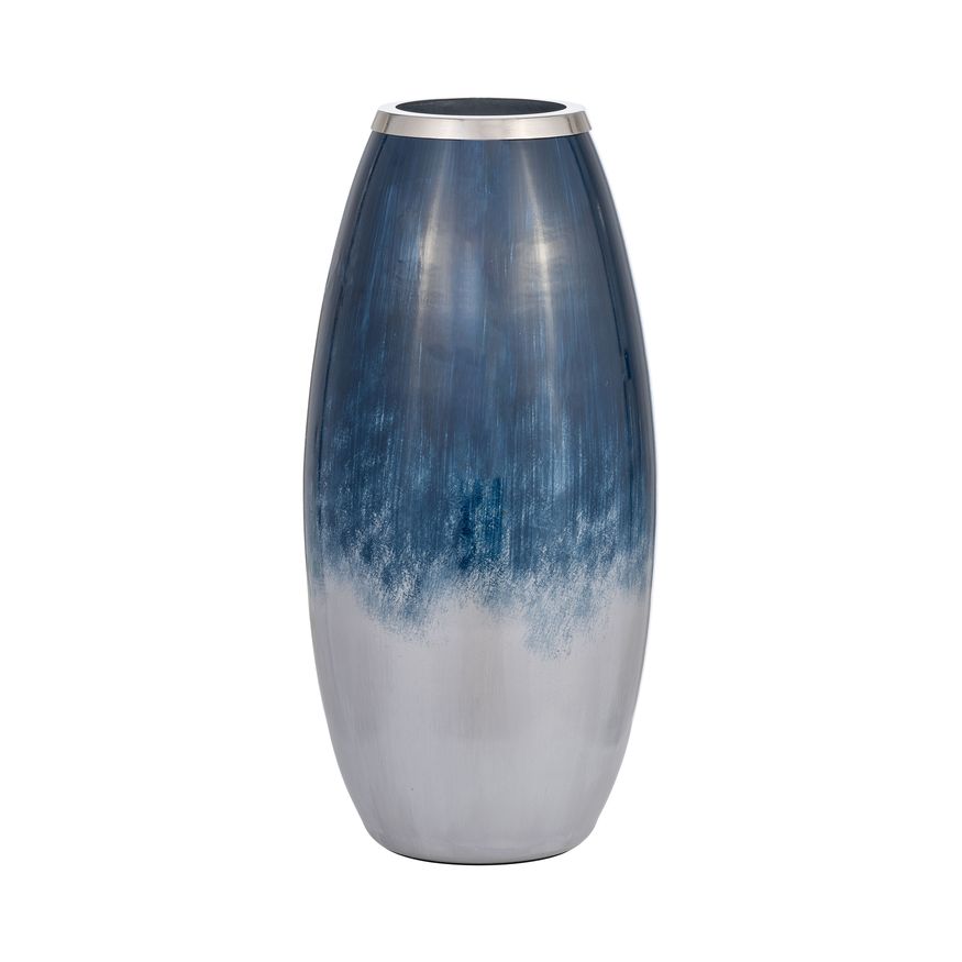 Sagebrook - 18" Glass Vase With Metal Rim