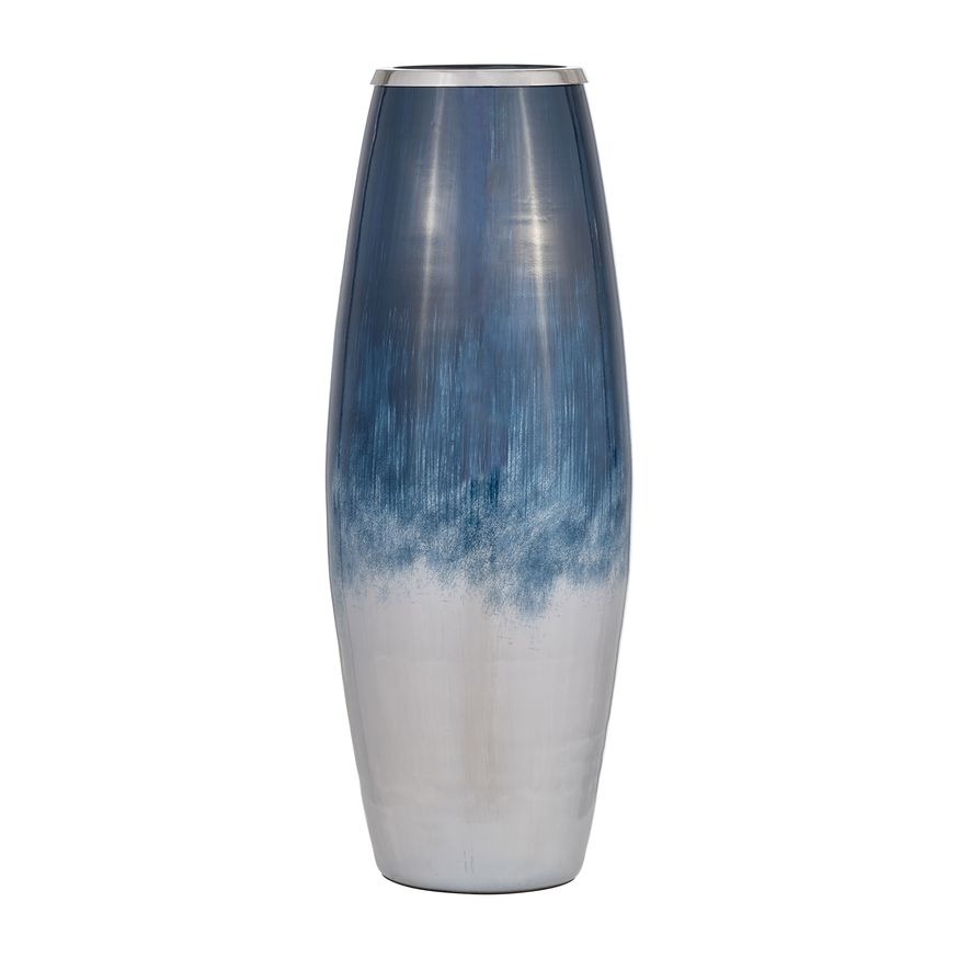 Sagebrook - 18" Glass Vase With Metal Rim