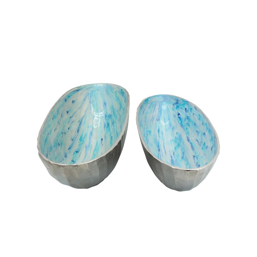 Sagebrook 21"/24" Aluminum Oval Bowl (Set Of 2) - Skyblue
