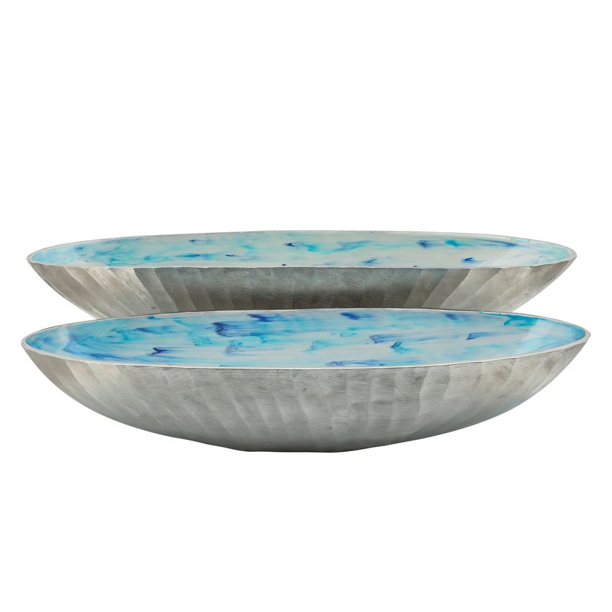 Sagebrook 21"/24" Aluminum Oval Bowl (Set Of 2) - Skyblue