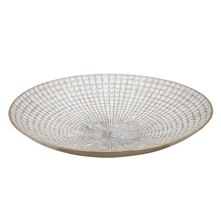 Sagebrook - 18"/21" Metal Round Plates (Set Of 2) in Ivory/Champagne
