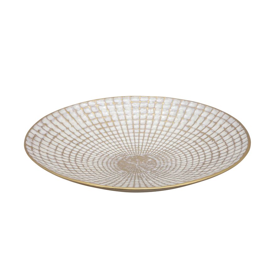 Sagebrook - 18"/21" Metal Round Plates (Set Of 2) in Ivory/Champagne