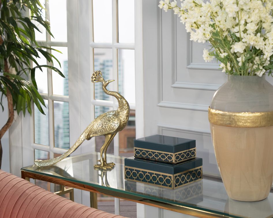Sagebrook - 16" Metal Peacock in Gold