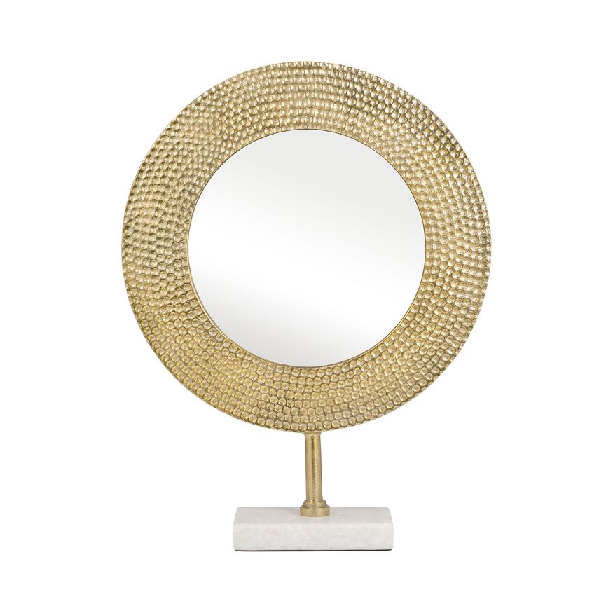 Sagebrook - 21" Metal Hammered Mirror On Stand