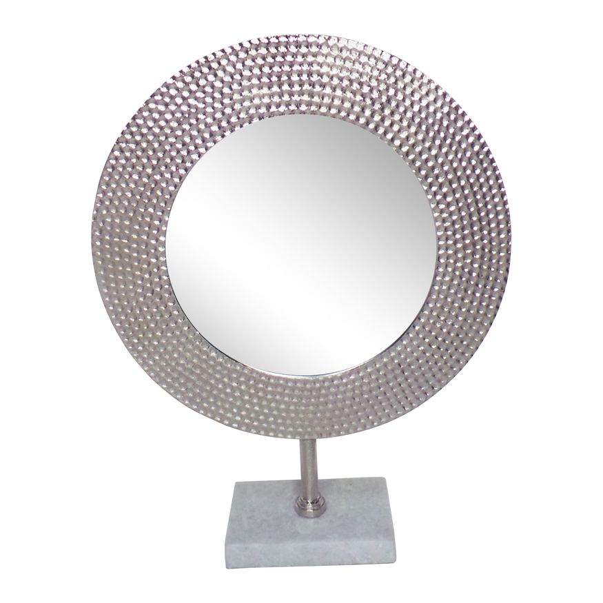Sagebrook - 21" Metal Hammered Mirror On Stand
