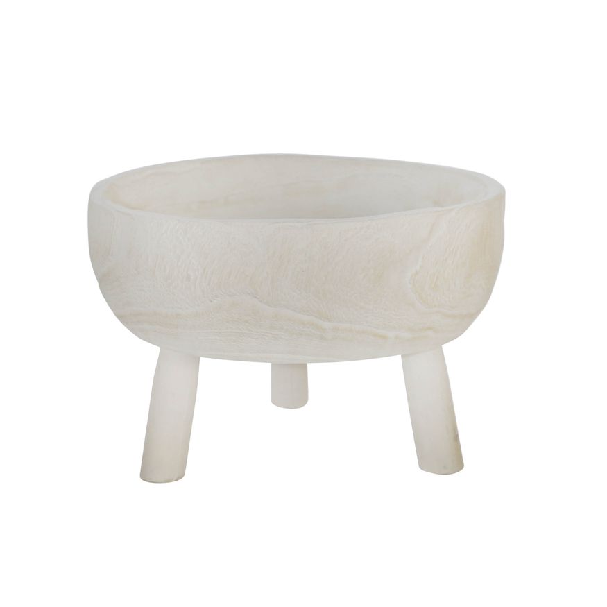 Sagebrook 11" Wood Bowl With Legs - White