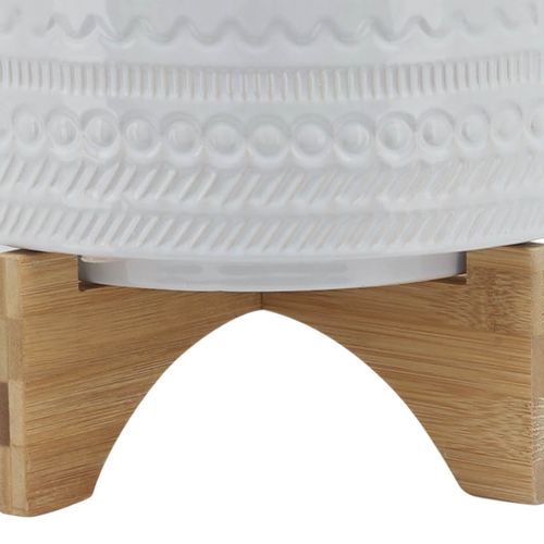 Sagebrook 10" Tribal Planter With Wood Stand - White