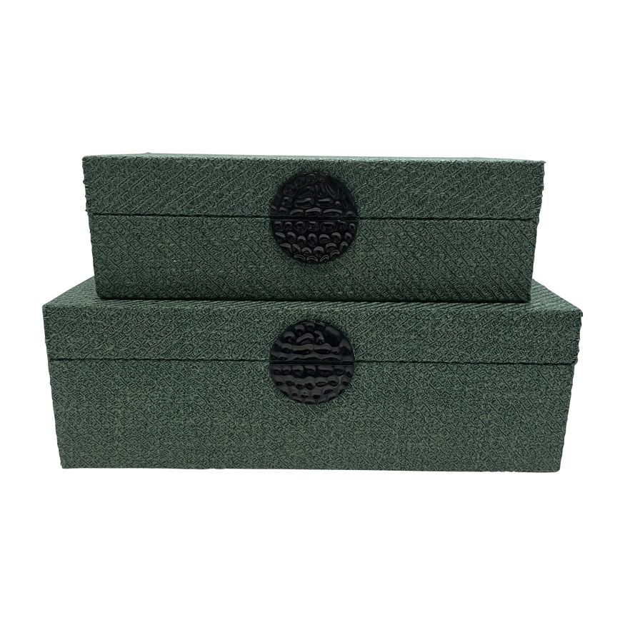 Sagebrook - 10"/12" Velveteen Box With Medallion (Set Of 2)