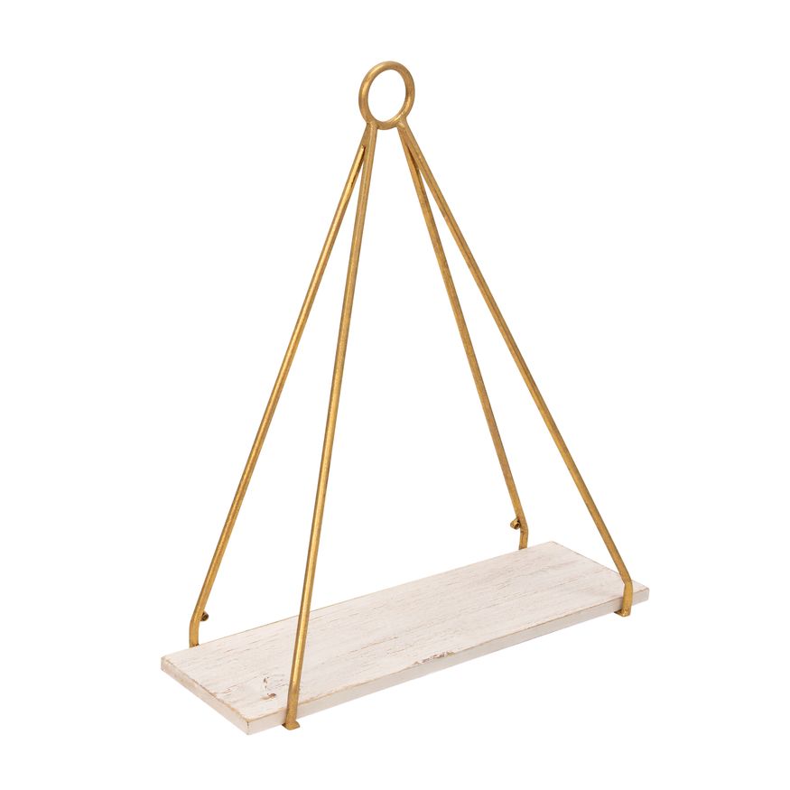 Sagebrook - Metal/Wood Triangle Shelf (Set Of 2) in White/Gold