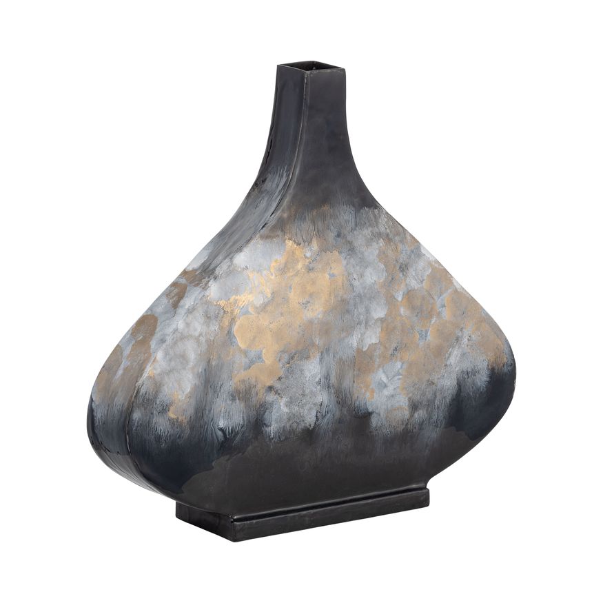 Sagebrook 13" Metal Vase - Black/Gold