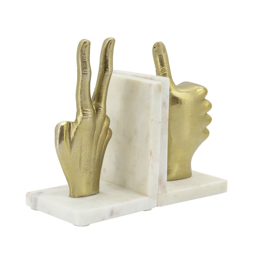 Sagebrook Hand Sign Bookends (Set Of 2) - Gold
