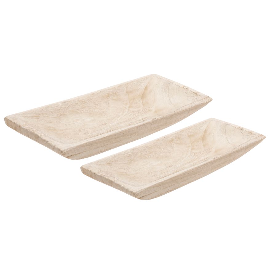 Sagebrook - 15"/20" Wood Rectangular Tray (Set Of 2)
