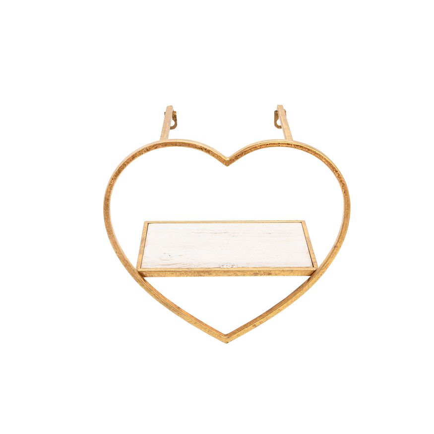 Sagebrook Metal/Wood Heart Wall Shelves (Set Of 3) - Gold