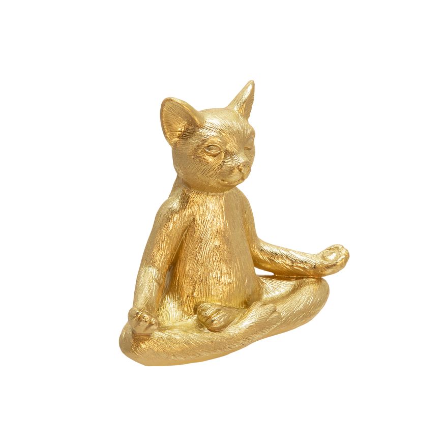 Sagebrook - 7" Polyresin Yoga Cat in Gold