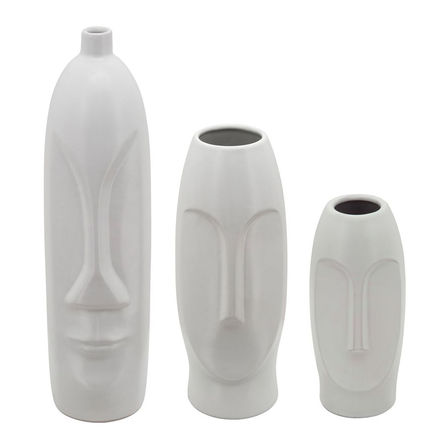 Sagebrook 18" Face Vase - White