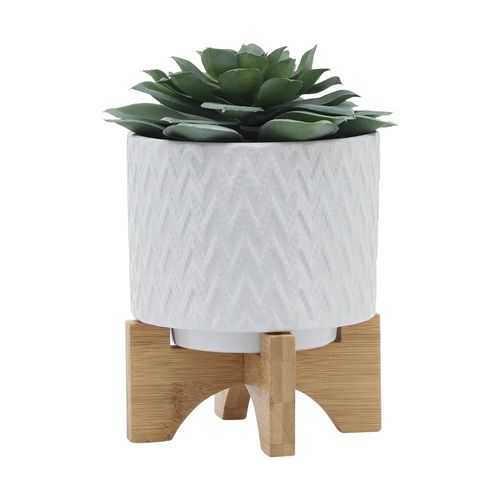Sagebrook 5" Chevron Planter With Stand - White