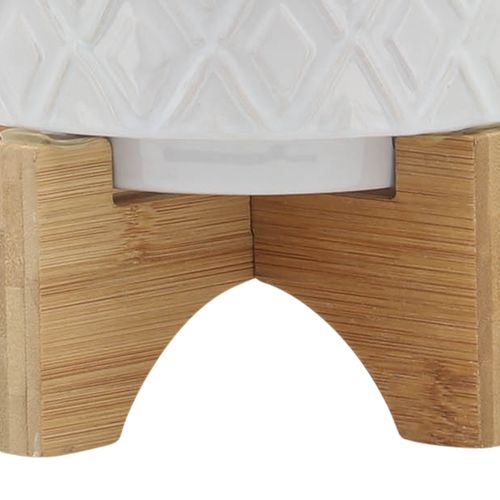 Sagebrook 5" Diamond Planter With Stand - White