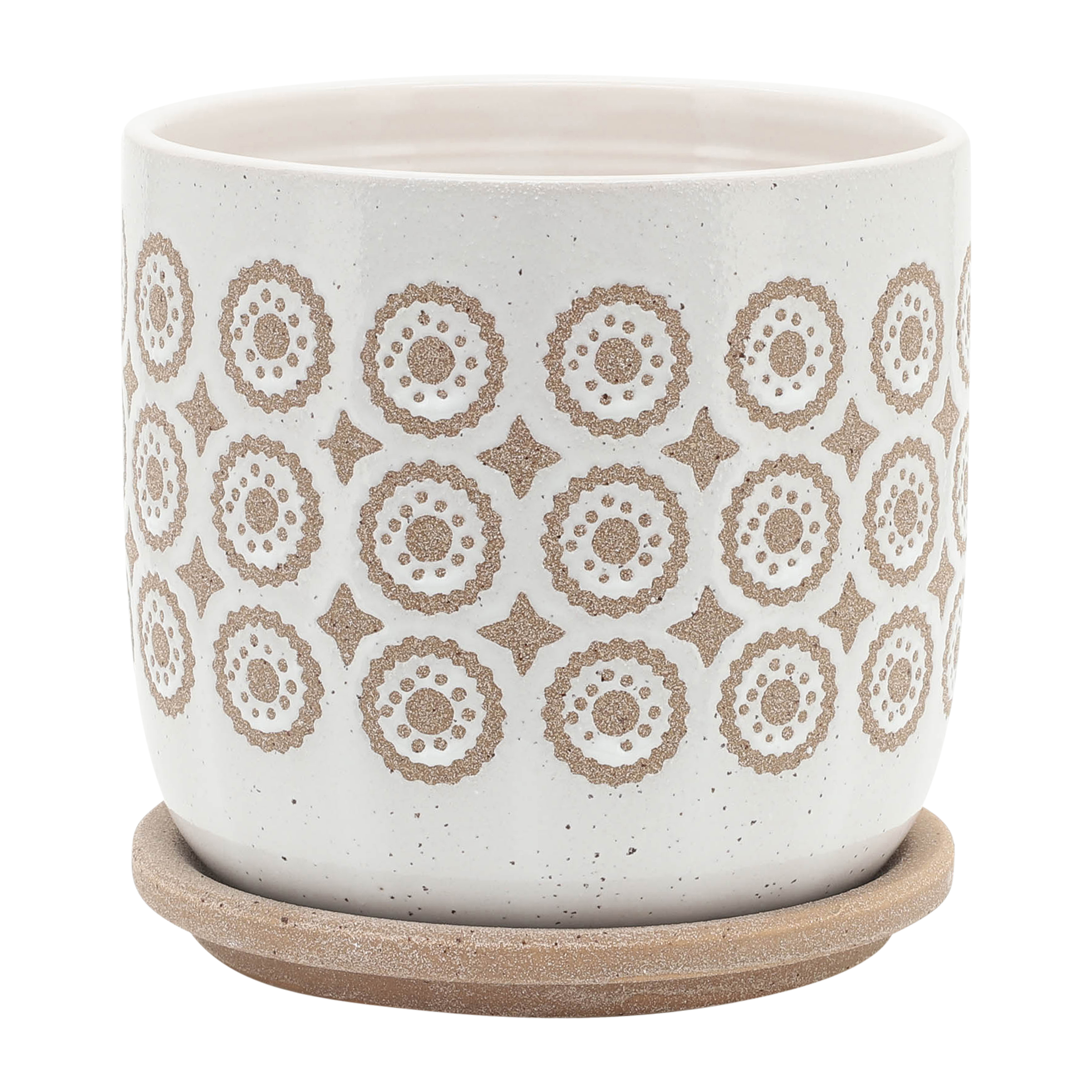 Sagebrook - 5"/6" Circles Planter with Saucer (Set Of 2) in Beige