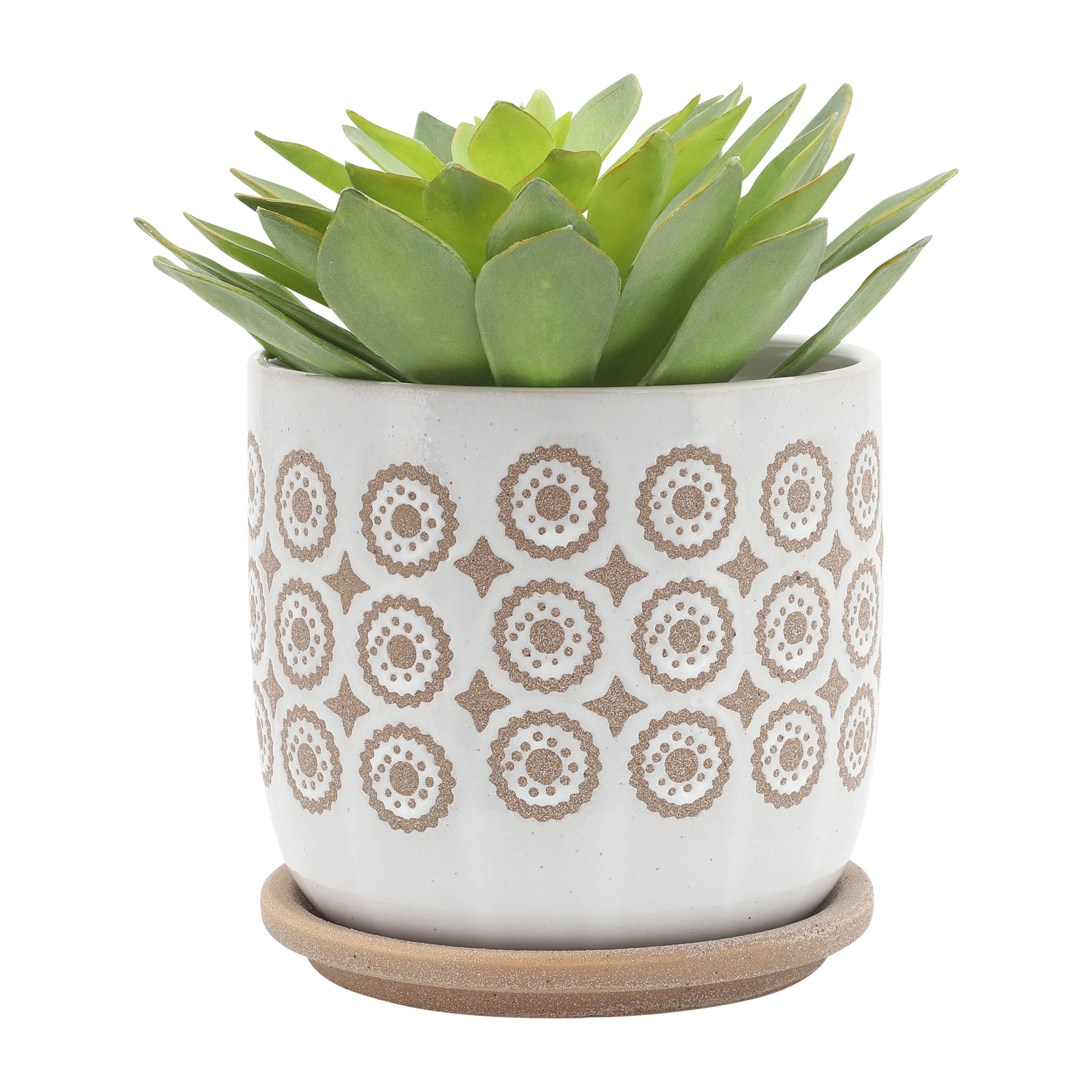 Sagebrook - 5"/6" Circles Planter with Saucer (Set Of 2) in Beige