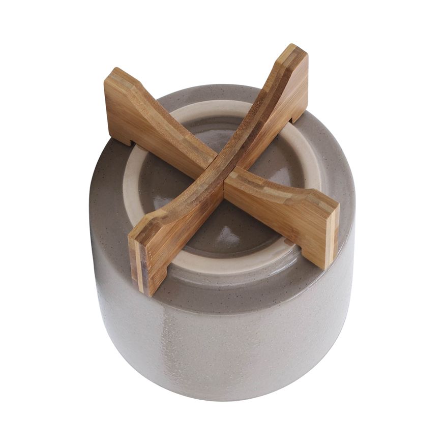 Sagebrook - 8" Planter With Wood Stand in Beige