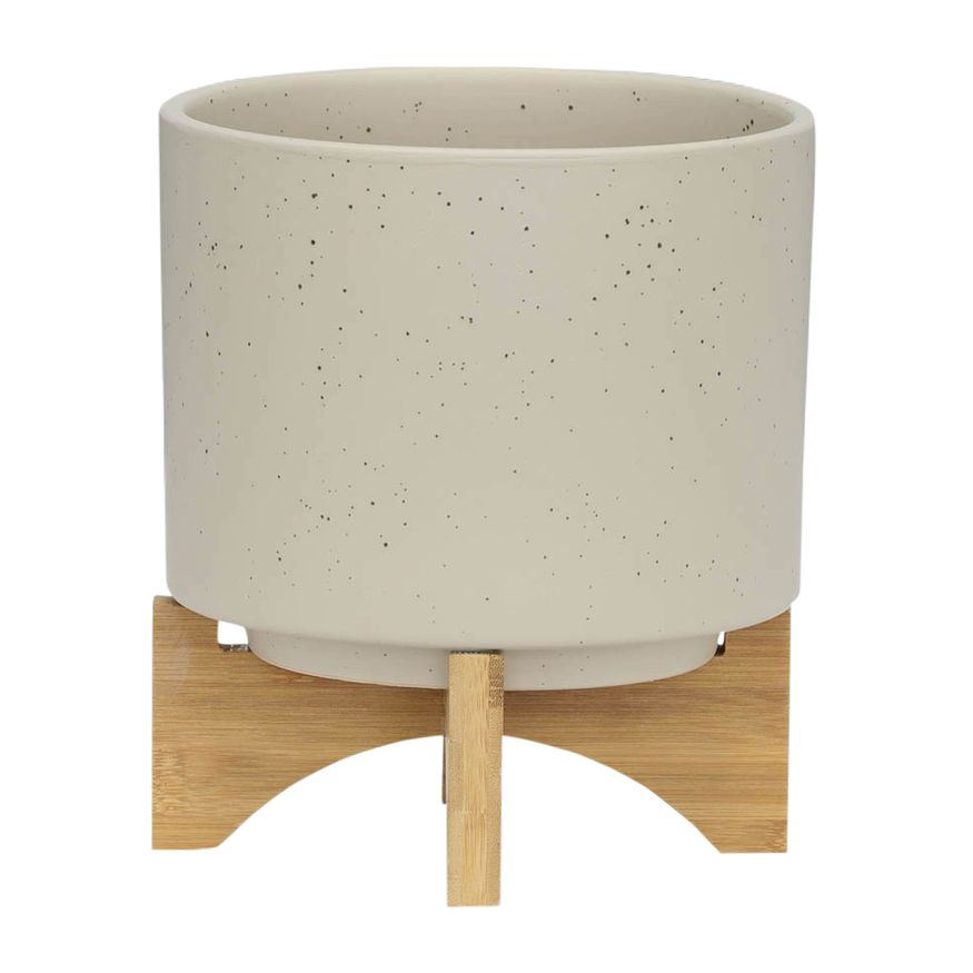 Sagebrook - 5"/8" Planters With Wood Stand (Set Of 2)