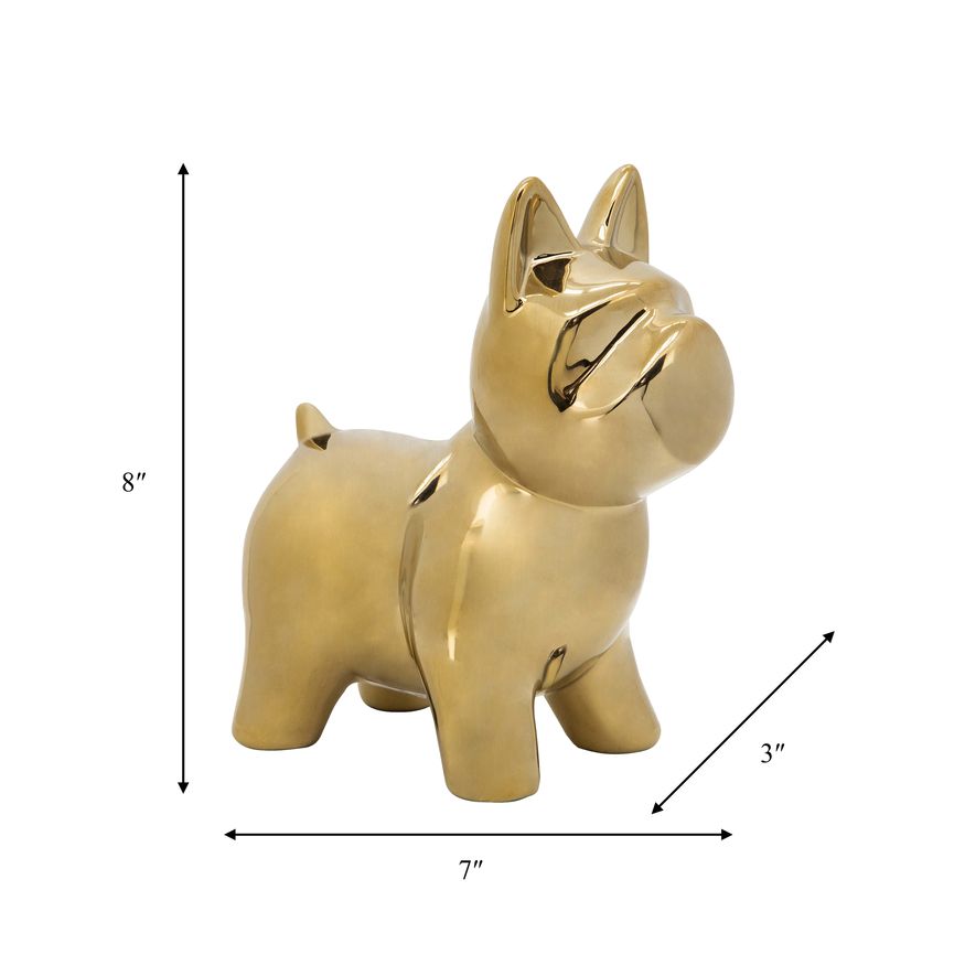 Sagebrook 8" Ceramic Dog Table Decor - Gold
