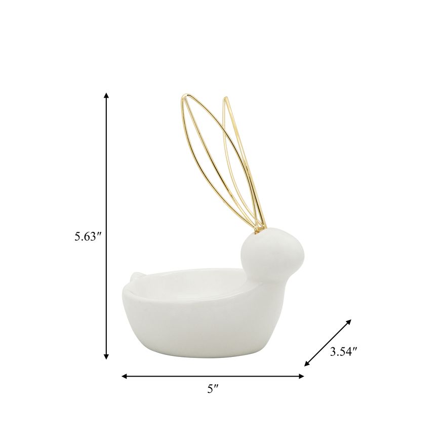 Sagebrook - 6" Bunny Trinket Tray in White