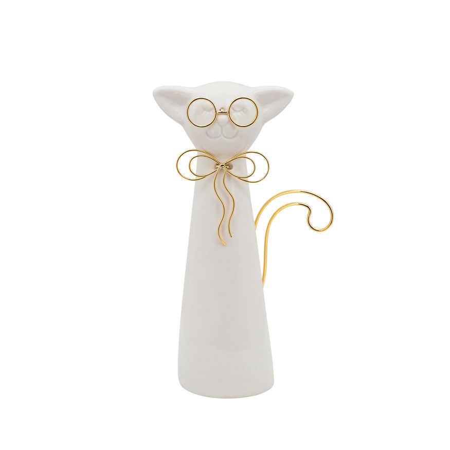 Sagebrook - 7" Cat With Glasses Decor