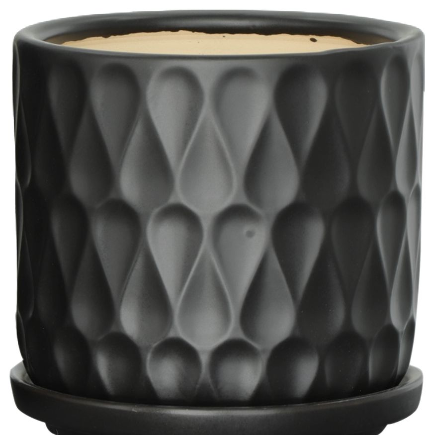 Sagebrook 6" Teardrop Planters with Saucer (Set Of 2) - Black