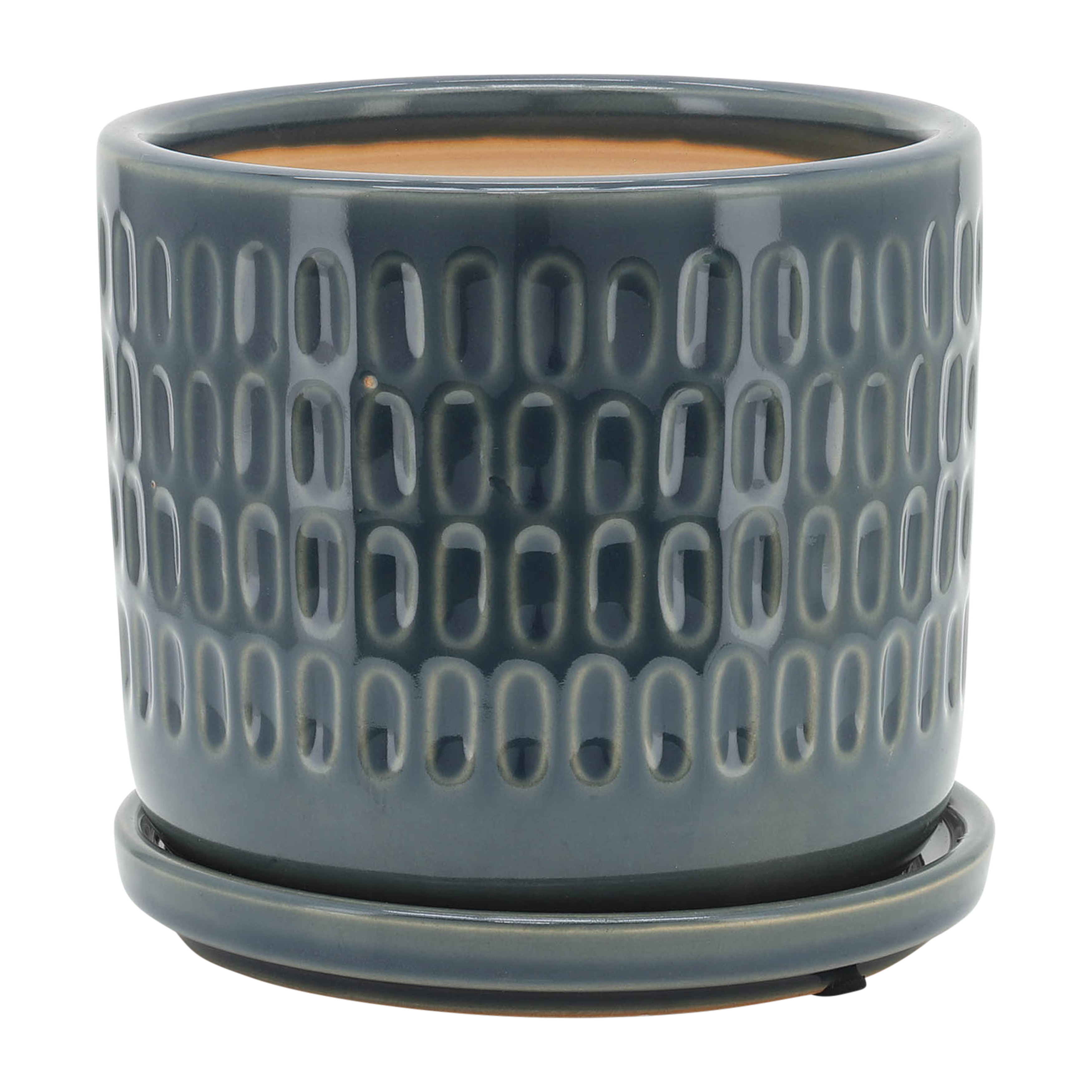 Sagebrook 6" Dimpled Planters with Saucer (Set Of 2) - Blue