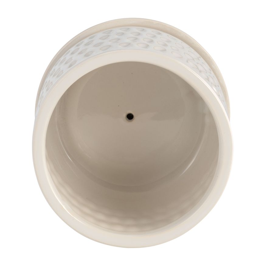 Sagebrook - 5"/6" Dimpled Planters With Saucer (Set Of 2) in White