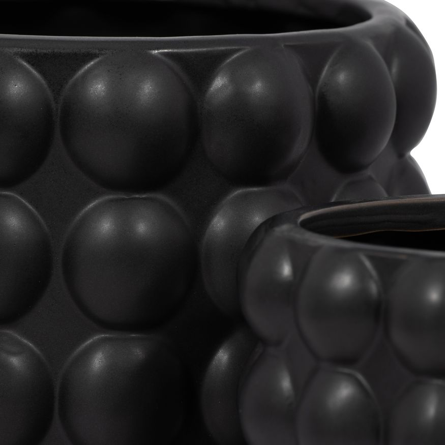 Sagebrook 6"/8" Bubble Planters (Set Of 2) - Matte Black