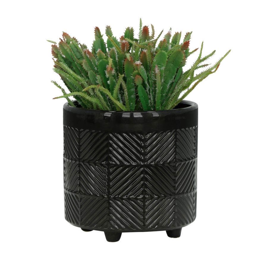 Sagebrook 6"/8" Textured Planters (Set Of 2) - Shiny Black