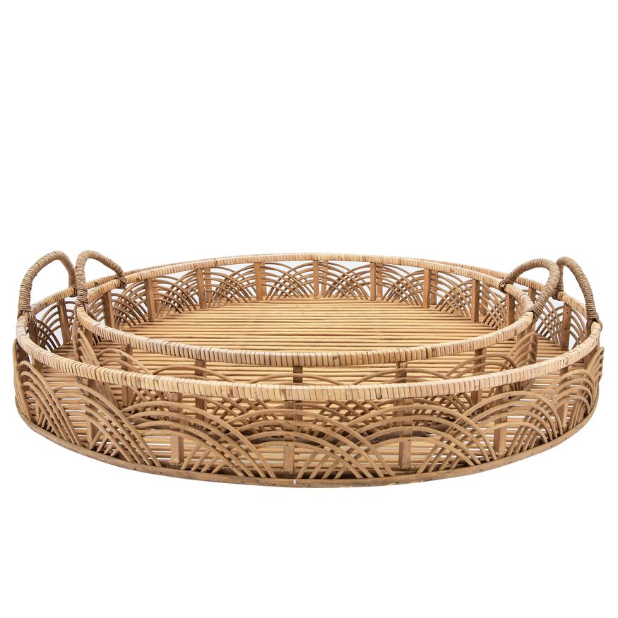 Sagebrook - 24"/30" Bamboo Round Trays (Set Of 2)