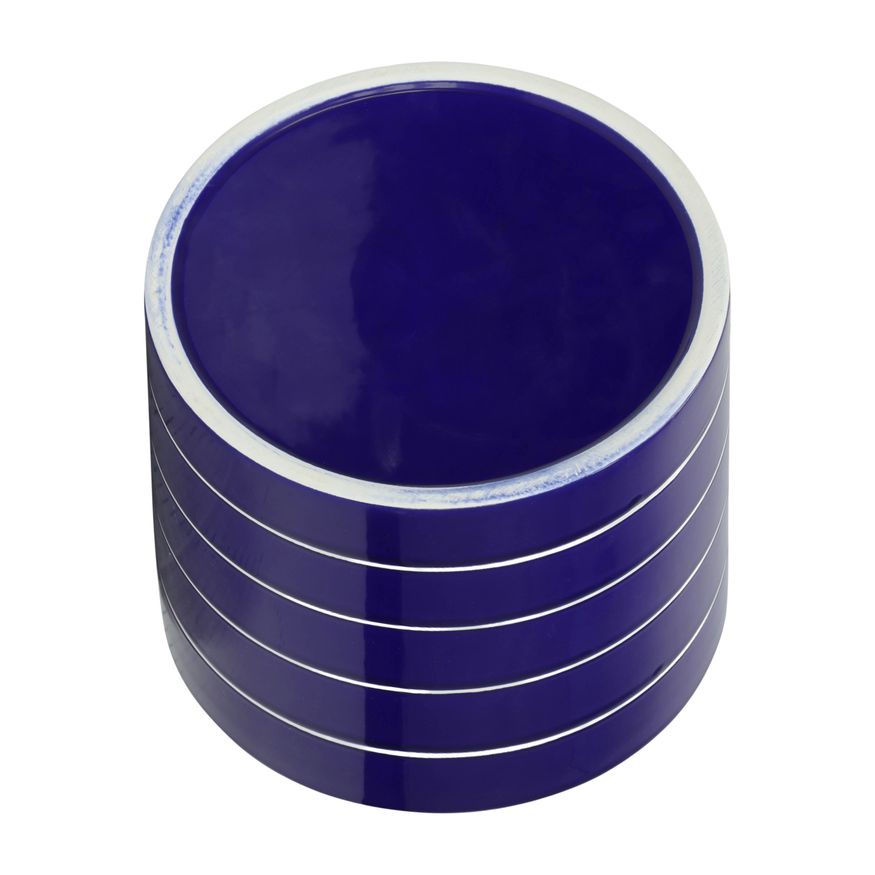 Sagebrook 10" Striped Planter With Wood Stand - Navy