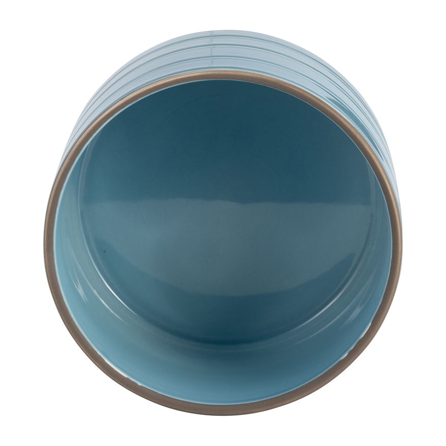 Sagebrook 6" Striped Planter With Wood Stand - Skyblue
