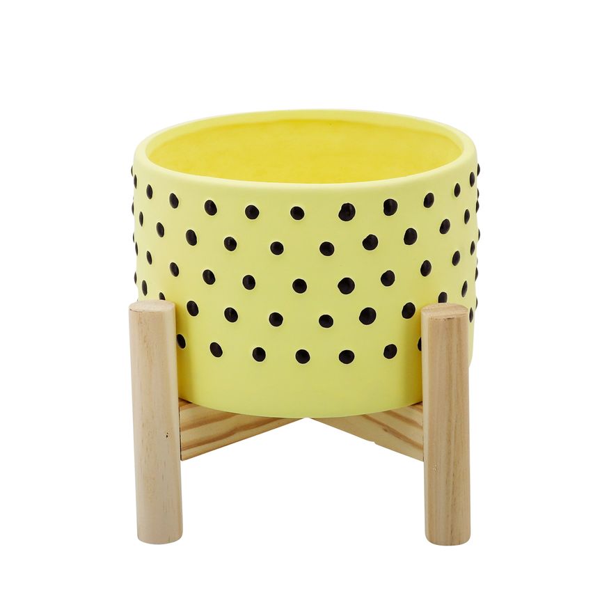 Sagebrook - 10" Dotted Planter With Wood Stand