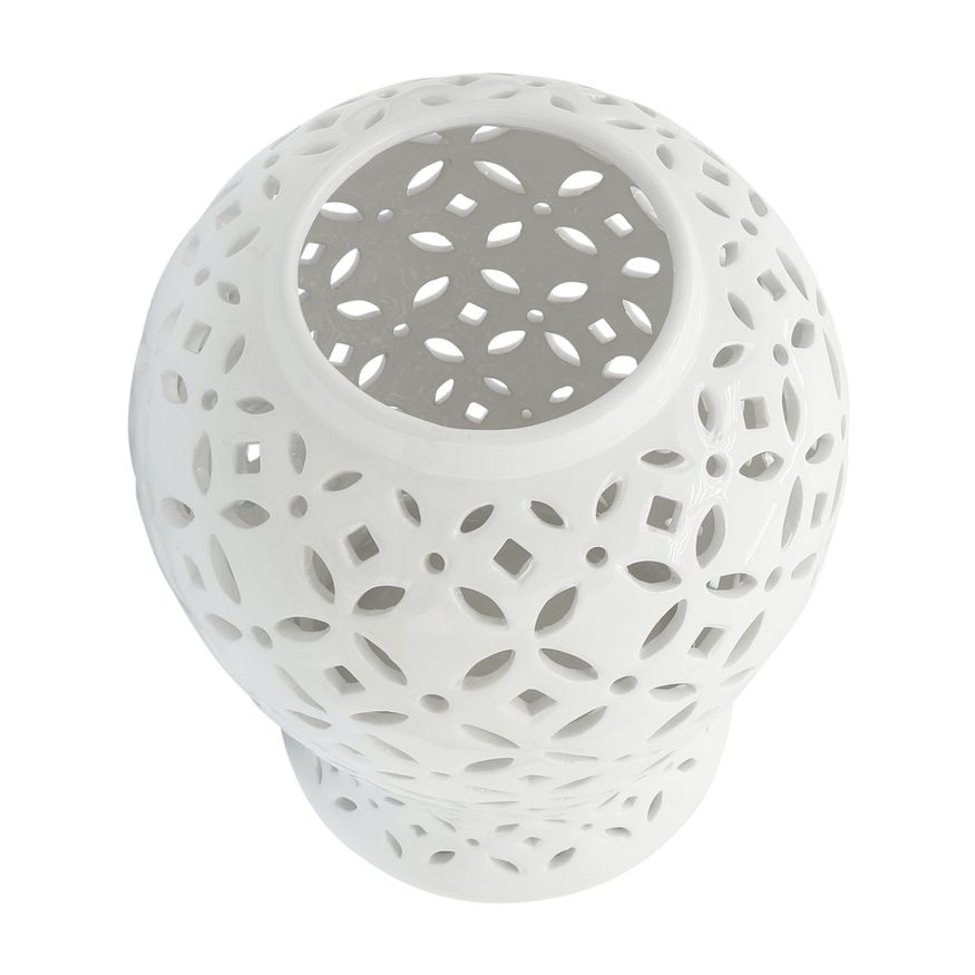 Sagebrook 24" Cut-out Daisies Temple Jar - White